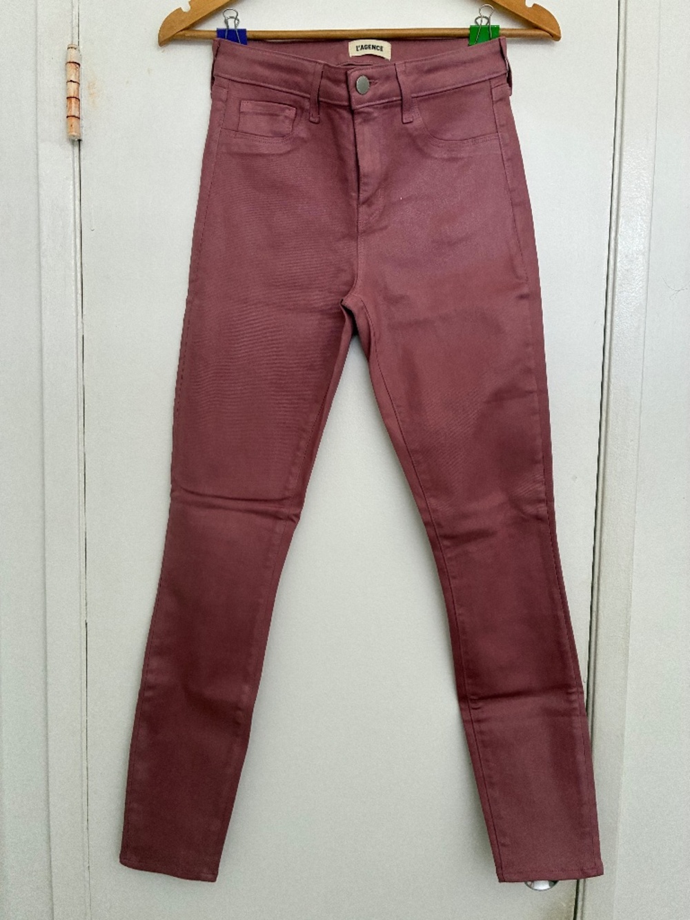 BNWOT L'agence Marguerite Skinny Jeans 26x28.5MAUVE ROSE COATED